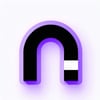 Basic graphic icon of a magnet Solid black with purple color hues