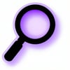 Basic graphic icon of a magnifying glass Color solid black with purple hues